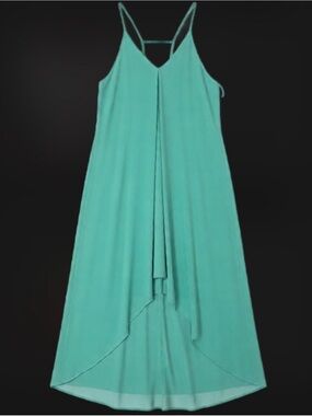 She + Sky Teal High-Low Spaghetti Strap Dress